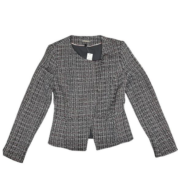 White House Black Market Jackets & Blazers - NEW White House Black Market Tweed Moto Jacket Classic Navy w/ Flora - Size 00